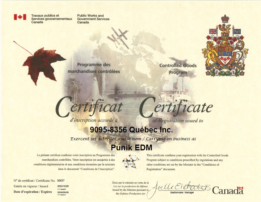 Punik EDM Official Certificate of Registration